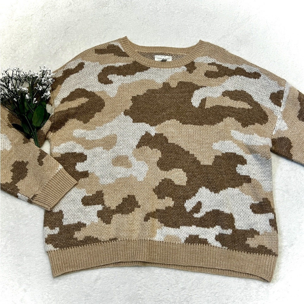 Lucky Brand Camouflage Wool Blend Knit Sweater - Large